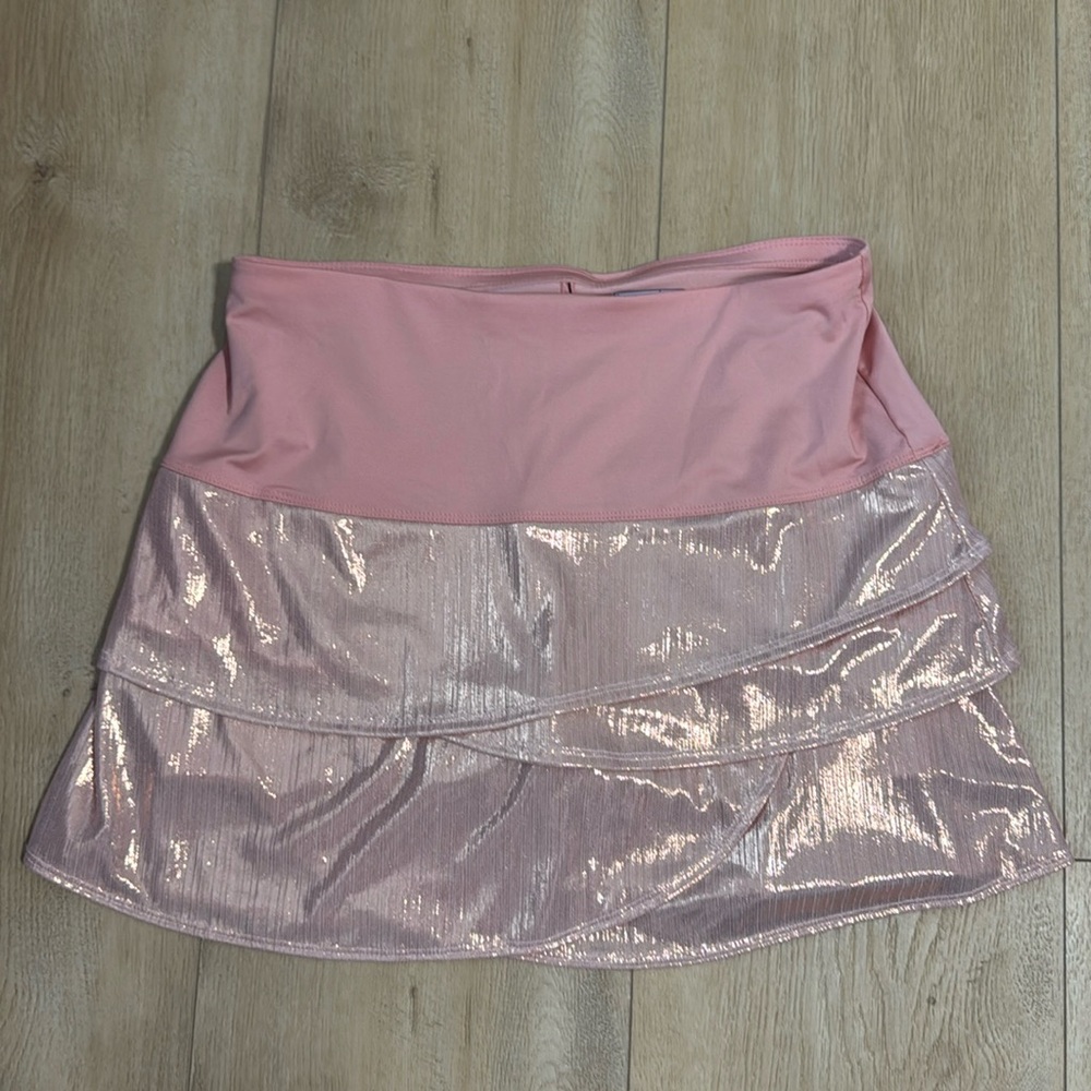 Lucky in Love Shimmer muted Pink Mini Skirt